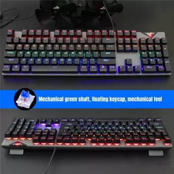 Механическая клавиатура с 104 клавишами, проводная игровая клавиатура с RGB смешанной подсветкой, 104 синий переключатель для игр, ноутбука, ПК