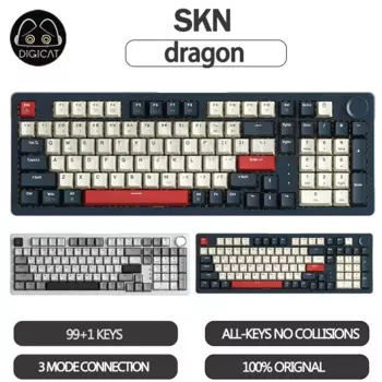 Механическая клавиатура SKN, 3 режима, USB/2,4G/Bluetooth, беспроводная клавиатура, горячая замена, RGB подсветка, прокладка для Win/Mac, Игровая клавиатура, подарки
