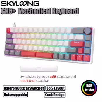 Механическая клавиатура Skyloong GK6 + 65%, оптические желтые переключатели RGB Gateron Hotswap PBT OEM, колпачки клавиш, программируемые