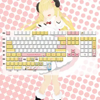 Механическая клавиатура Tsunomaki Watame Key Cap Vtuber Hololive Key Cover PBT DYE Sublimation Cherry MX Cross Axis Switch Keycap