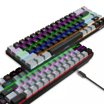 Механическая клавиатура V800, игровая клавиатура с 68 клавишами, RGB подсветкой, с синими/красными валами, не требует конфликтных клавиш, для ПК и ноутбука