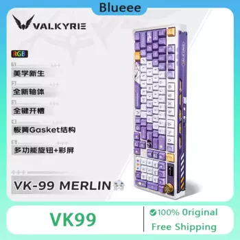 Механическая клавиатура VALKYRIE VK99, беспроводная 3-режимная индивидуальная клавиатура Hot Swap, прокладка PBT, клавишная крышка, TFT-экран, E-sports RGB игровая клавиатура