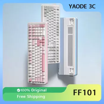 Механическая клавиатура WUSIKEY FF101, беспроводная Проводная Bluetooth клавиатура с тремя режимами, пользовательская RGB клавиатура с горячей заменой, с прокладкой, игровая клавиатура, подарок для ПК