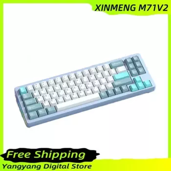 Механическая клавиатура Xinmeng M71v2, трехрежимная алюминиевая оболочка, пользовательский комплект, горячая замена для девочек, подарок, прокладка, конструкция клавиатуры