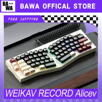 Механическая Проводная клавиатура WEIKAV с записью Alice, игровая клавиатура из алюминиевого сплава, эргономичная, с RGB подсветкой, для любителей компьютерных игр