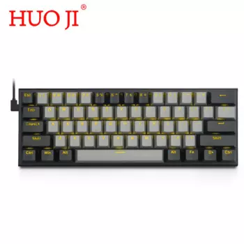 Механическая USB-клавиатура HUO JI E-YOOSO 60%, Проводная игровая механическая клавиатура со светодиодной подсветкой, 61 клавиша, оптические переключатели