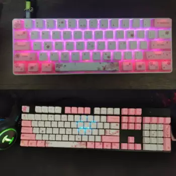 Механические колпачки для клавиатуры OEM PBT Cherry Blossom, колпачки для клавиатуры с сублимационной печатью
