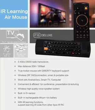MELE F10, deluxe2.4 G беспроводная двухсторонняя клавиатура, Воздушная мышь, многокнопочное инфракрасное обучение