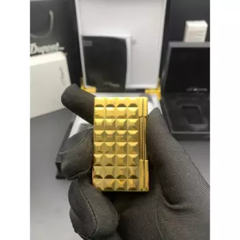 Металлическая газовая зажигалка, зернистость, открытое пламя, дизайн с регулируемым пламенем, Классический Золотой квадратный, высококачественные подарки DOPUNT