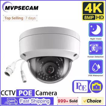 Металлическая потолочная купольная IP-камера видеонаблюдения POE 4K, водонепроницаемая внешняя камера видеонаблюдения 8 Мп, домашняя IP-Камера мониторинга H.265