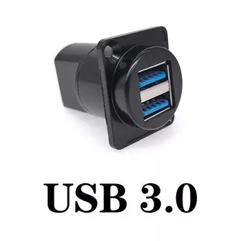 Металлическая USB розетка "мама-мама" CNMAWAY USB 2.0 3.0 черная