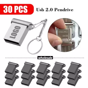Металлические Мини-флеш-накопители USB 2,0, 32 ГБ, 16 ГБ, 64 ГБ, флешка, оптовая продажа, 4 ГБ, 8 ГБ, флеш-накопители, креативные подарки (бесплатный логотип), 30 шт./партия