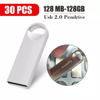 Металлический USB флеш-накопитель 2,0, 128 ГБ, 8 ГБ, 16 ГБ, 32 ГБ, 64 ГБ, 30 шт./партия