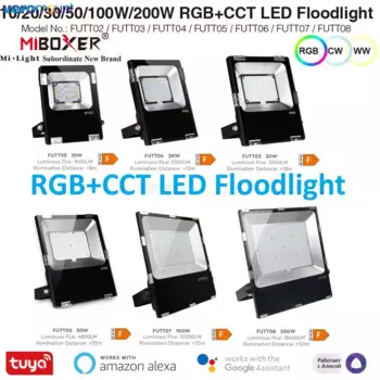 MiBoxer 10W 20W 30W 50W RGBCCT Светодиодный прожектор AC 110V 220V 2.4G Remote / WiFi APP Control IP65 Водонепроницаемый светодиодный прожектор для улицы