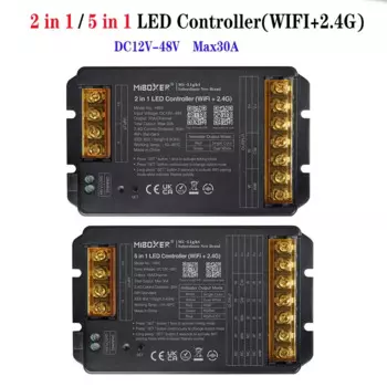 Miboxer (WIFI + 2,4G) Женский контроллер 2in1HW2 Одноцветный CCT 5 в 1 HW5 CCT/RGB/RGBW/RGBCCT светодиодный Strip App дистанционное управление Max30A