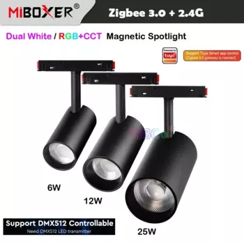 Miboxer Zigbee 3,0, 6 Вт, 12 Вт, 25 Вт, фотомагнитный прожектор, умный светильник RGBCCT/двойной белый цвет, цветовая температура, фотолампа, дистанционное управление, 48 В, 2,4 г