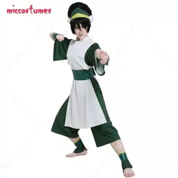 Miccostumes для взрослых, зеленый костюм кунг-фу, карнавальный костюм для взрослых, зеленый костюм с повязкой для волос для женщин, карнавальный костюм на Хэллоуин