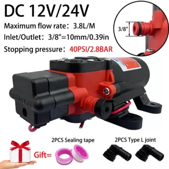 Micro 40PSI DC 12В 24В Морской Электрический бустер-насос диафрагменный самовсасывающий насос для дома автомобиля Солнечный Душ, мойка автомобиля, откачивание
