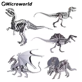 Microworld 3D металлические пазлы периода Юрского периода модели динозавров наборы DIY сборка головоломки настольные украшения игрушки для детей-подростков