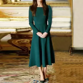 Middleton Princess на рабочем месте, подиумное женское весеннее модное вечернее винтажное шикарное повседневное платье миди с длинными рукавами