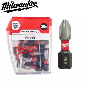 Milwaukee 4932430853 Shockwave 25 X PH2 25 мм Биты для отвертки прочные крепкие высокопрочные биты из быстрорежущей стали инструменты аксессуары