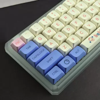 Милые колпачки для клавиш 127, профиль PBT XDA для механической клавиатуры Cherry MX, колпачки для клавиш Double-shot Anime с белой и синей подсветкой