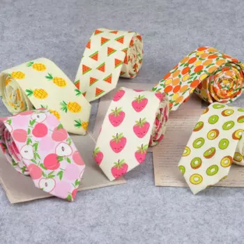 Милый красочный милый модный галстук для мужчин и женщин, узкий хлопковый галстук с принтом фруктов, галстук-банан 6 см, Женский узкий галстук-банан