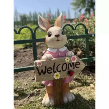 Милый кролик, украшение для лужайки, садовое полимерное животное, украшение для дома и сада, открытка для приветствия в детском саду