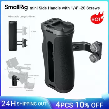 Мини-боковая ручка SmallRig с винтами 1/4 дюйма-20, удобная силиконовая ручка для видеоустановки в клетке цифровой зеркальной камеры с креплением для холодного башмака-4756