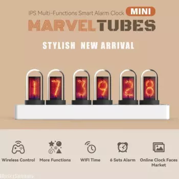 Мини-будильник с Wi-Fi, IPS, Nixie трубка, с красочными RGB-подсветками, украшение игровой комнаты, настольные украшения