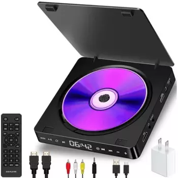 Мини CD-плеер Домашний DVD/VCD Hd видео Dvd-плеер Hifi стерео динамики 1080P Портативный DVD-плеер для ТВ (US Plug)