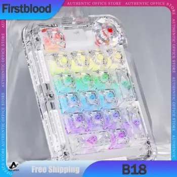 Мини цифровая клавиатура firstкрови B18, Беспроводная Bluetooth портативная прозрачная клавиатура, горячая замена, RGB, светильник, прокладка, Numpad, подарки