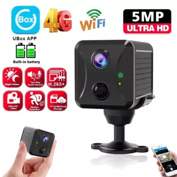 Мини-камера видеонаблюдения, 5 МП, HD, 4G, SIM-карта, ночное видение