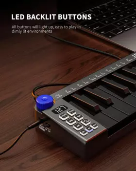 Мини-клавиатура LEKATO, 25 клавиш, Bluetooth, 360 Кнопки