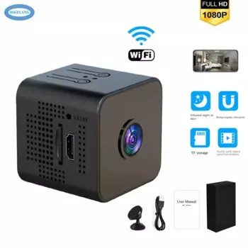 Мини квадратная камера видеонаблюдения с HD 1080p Wi-Fi дистанционным управлением и функцией ночного видения
