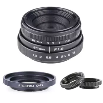 Мини объектив 25 мм f/1,8 APS-C CCTV + переходное кольцо + 2 макрокольца для Fujifilm X беззеркальная камера XT10/XT20/XT30/X100F