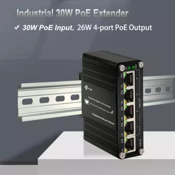 Мини промышленный гигабитный удлинитель 30 Вт 90 Вт PoE 1 в 4 Out, 10/100 Мбит/с IEEE802.3af/at/bt PoE ретранслятор Din-рейка/настенное крепление