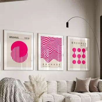Минималистичный розовый плакат Bauhaus
