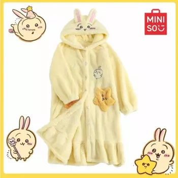 Miniso Chiil Uzaqi Ночная рубашка Женская зимняя плотная коралловая бархатная одежда для сна Jiikawa Домашняя одежда Пижамы Рождество Хэллоуин