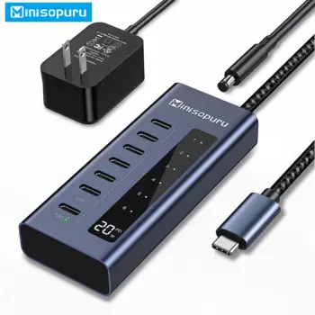 Minisopuru Powered USB C Hub 10Gbps 7 in1 Type c HUB Адаптер быстрой зарядки для MacBook Pro Air iMac iPad Телефон USB-концентратор