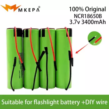 MKEPA 1-20 шт. 100% Оригинальная батарея 18650 3400 мАч 3,7 в литиевая батарея NCR18650B подходит для фонарика батарея + DIY провод