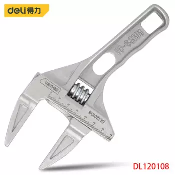 Многофункциональный универсальный гаечный ключ Deli DL120108 с короткой ручкой, большой разводной гаечный ключ для ванной, регулируемый инструмент для ремонта из алюминиевого сплава