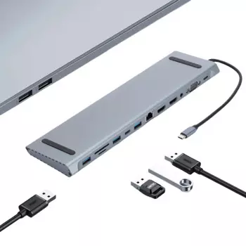 Многопортовый адаптер 12 в 1, адаптер PD Type C, 100 Вт, SD/TF и аудиоразъем, USB C-ключ для MacBook Pro/Air/Dell/HP/Thinkpad