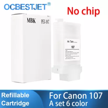 Многоразовый картридж 130 мл PFI 107, 6 цветов, без чипа для принтера Canon iPF670 iPF680 iPF685 iPF770 iPF780 iPF785