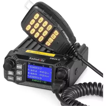 Мобильная радиостанция DB25-G GMRS, двусторонняя радиосвязь дальнего действия 25 Вт, четырехъядерные часы, совместимый повторитель GMRS, с двухдиапазонным диапазоном