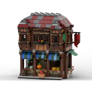 MOC- 177014 Средневековая уличная сцена, серия зданий, головоломка, сделай сам, креативная игрушка, модель, украшения, праздничный подарок