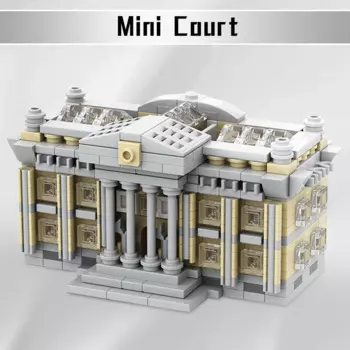 MOC мини-домик суда, средневековая ориентир, архитектурная модель, строительный блок, идеальная архитектура, кирпичи «сделай сам», игрушки для детей, подарок