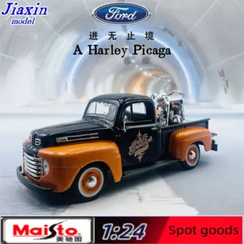 Модель автомобиля Maisto 1:24 Ford Pickup Harley из сплава с имитацией мотоцикла, украшение для детских подарков на день рождения