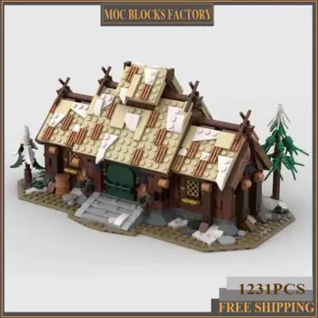 Модель средневековой улицы, строительные блоки Moc, конструктор дом викингов, технология, модульные блоки, подарки, рождественские игрушки, наборы для сборки «сделай сам»