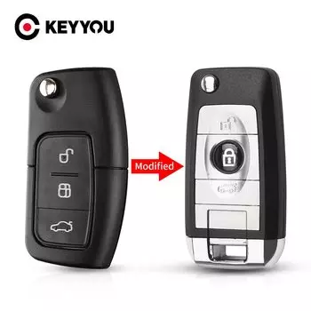 Модифицированный складной чехол для ключа KEYYOU, чехол для дистанционного ключа для Ford Fiesta Focus 2 Ecosport Kuga Escape, 3-кнопочный флип-брелок для автомобильного ключа HU101 Blade